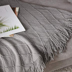 BOURINA Light Grey Throw Blanket 60x80 Inches Throw Textured Solid Soft Sofa - Image 5