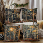 Rustic William Morris Inspired Autumn Forest Decor Throw Pillow Covers 18x18 - Image 5