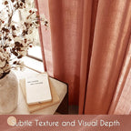 100 inch Linen Terracotta Curtains 2 Panels - Image 4