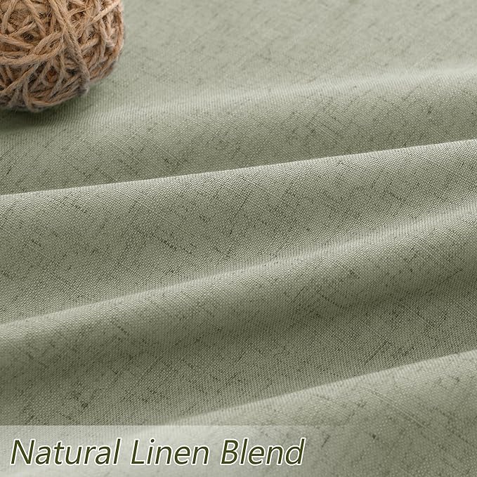Sage Green 100% Blackout Linen Curtains 92 Inch Length 2 Panels Set - Image 3