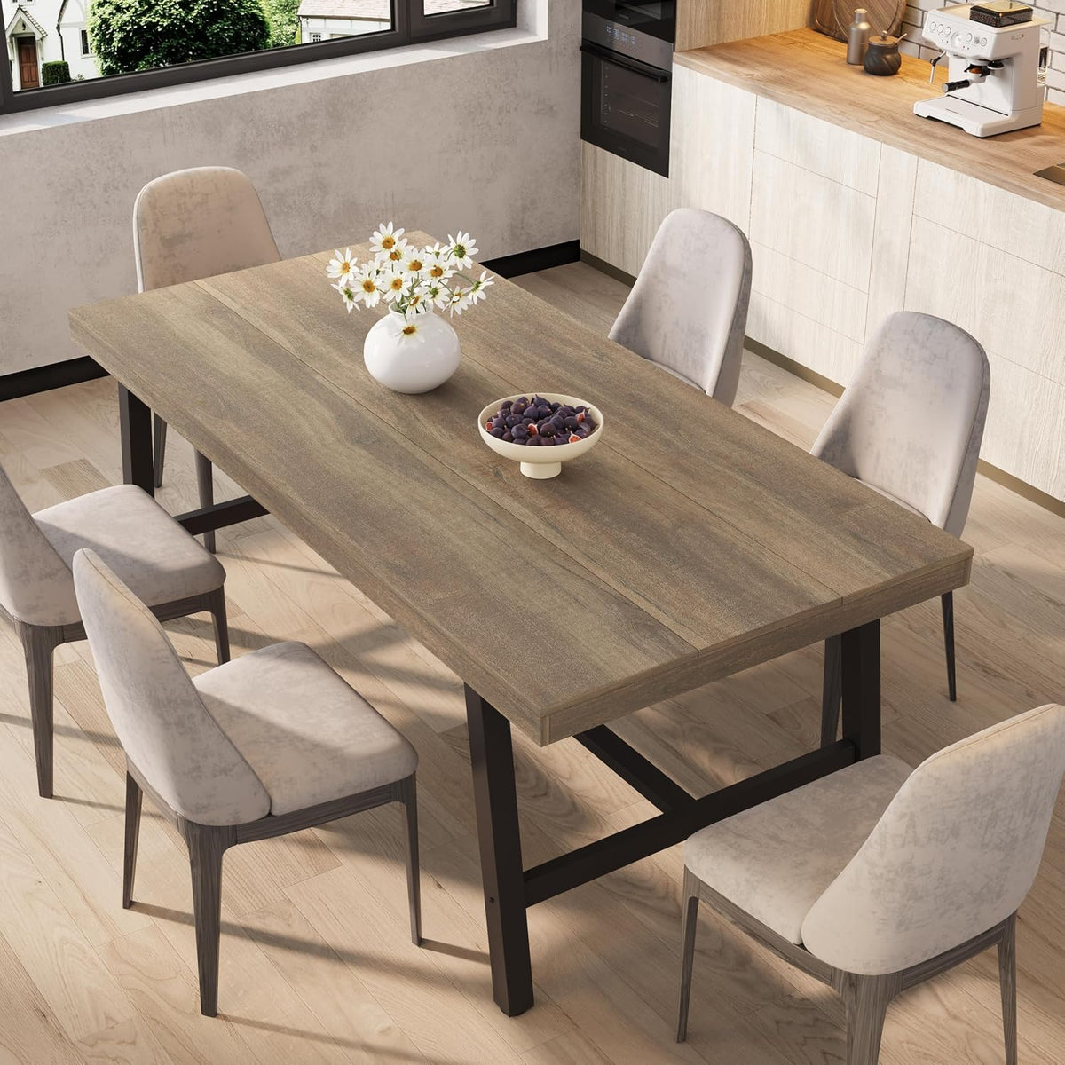 71''Industrial Dining Table for 6-8 People,Large Kitchen Table