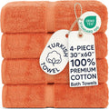 Chakir Turkish Linens 100% Cotton 4-Pack Bath Towels 30x60, Coral