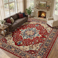 RELEANY Area Rugs 9'x12' Washable Non-Slip, Floral Vintage Distress Print by RELEANY