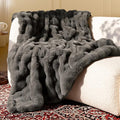 Ultra Soft Cozy Faux Fur Throw Blanket-Fuzzy Plush Thick Bubble Blanket by blunique