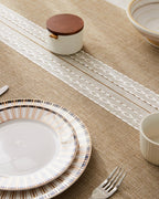 ZeeMart Contrast Linen Round Table Cloth 52 Inch Mid-Stripe Brown