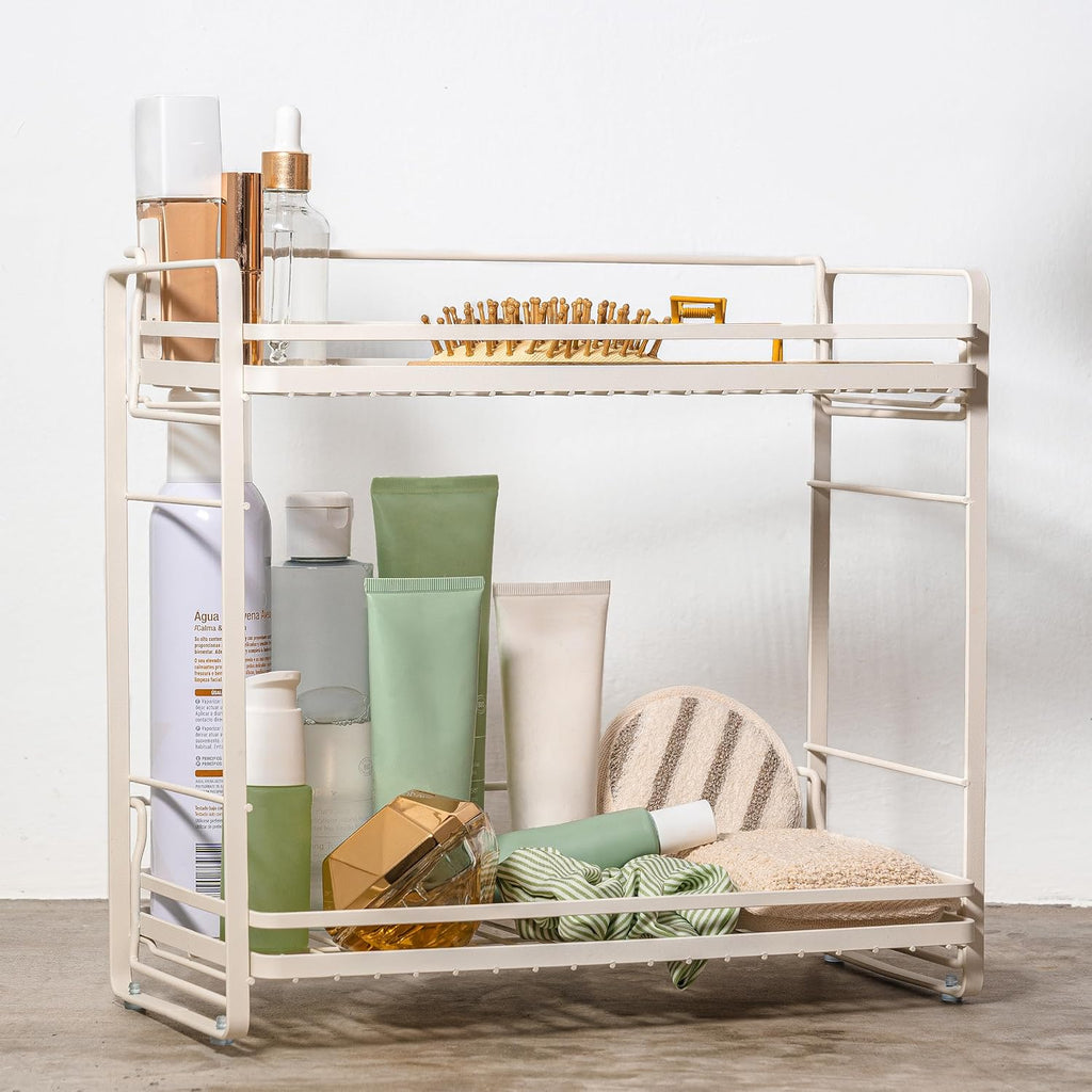Toothbrush Holder Organizer - Multi-Functional Bathroom Storage for Makeup, Skincare, and Accessories - White Marble Look Countertop Organizer for Sink and Vanity Spaces