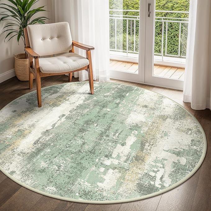 BEIMO Round Rugs 6FT for Living Room Bedroom, Modern Abstract Machine Washable by BEIMO