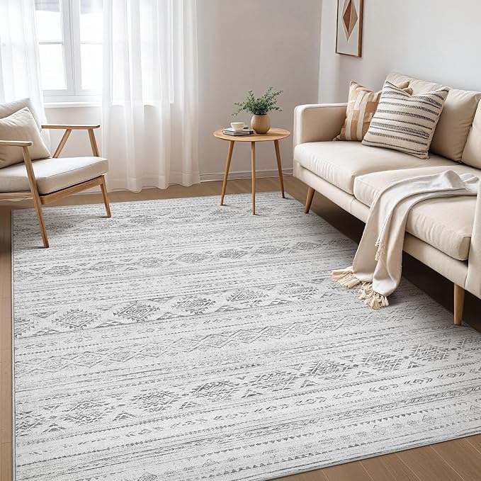 Nakagishi 5x8 Area Rugs Living Room: Washable Boho Large Neutral Soft Farmhouse by NakagishiAreaRug