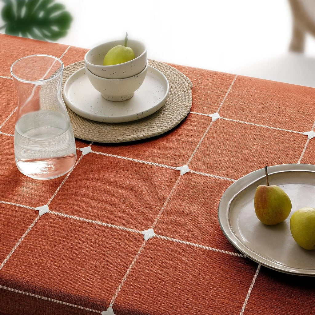 Softalker Fall Linen Rectangle Tablecloth with Tassel, 55 x 120 Inch