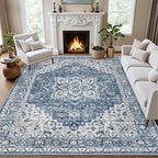 8x10 Area Rugs for Living Room: Washable Rug Soft Vintage Boho Medallion Carpet by EXPEDIX