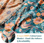 MSGKV Boho Throw Blanket for Bed 60"x80" Cotton Birds Floral Twin Size Couch - Image 4