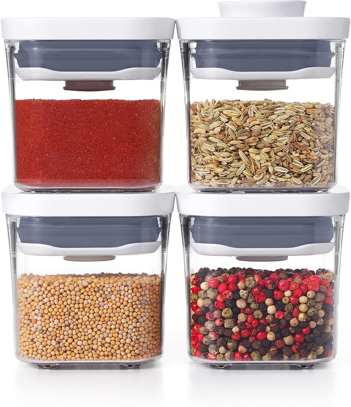 OXO Good Grips 4-Piece Mini POP Container Set Good Grips POP Container – Airtight 1.7 Qt for Coffee and More Food Storage, Rectangle, Clear
