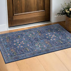 Dark Blue Washable 2x4 Entry Rug by HazoHaus