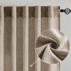 MIULEE Taupe Grey Linen Curtains 90 Inch Long 2 Panels - Image 2