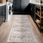 Hazo Haus Boho Bathroom Rug 2x5 Runner, Neutral Farmhouse Kitchen Rugs - Image 3