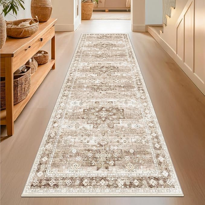 Beige Washable 2'6"x10' Extra Long Runner Rugs - Image 6