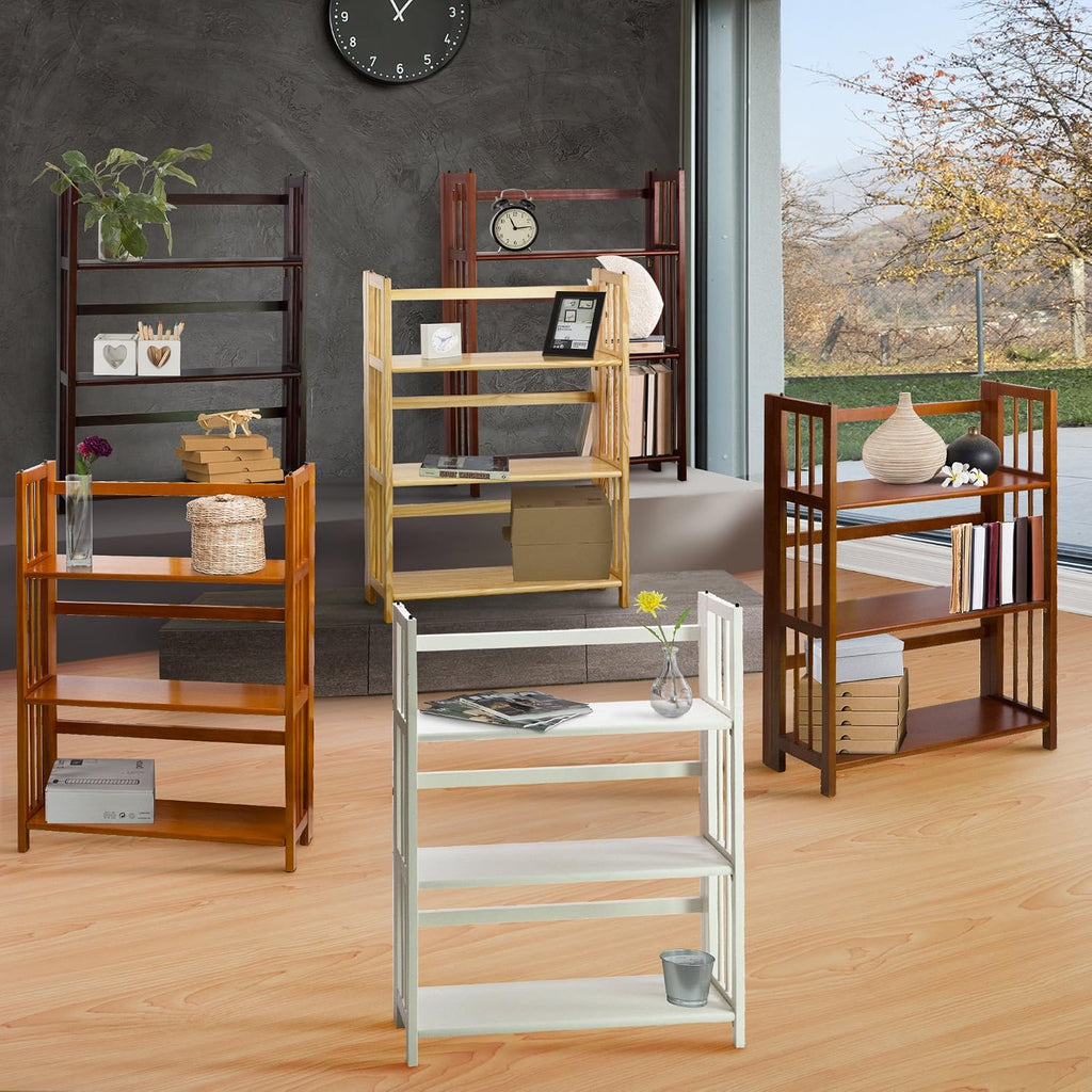 Casual Home 3-Shelf Folding Stackable Bookcase (27.5" Wide)-Natural