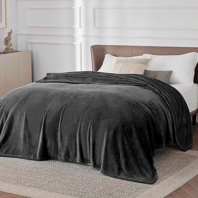 Bedsure GentleSoft Fleece Bed Blankets Large Size Charcoal - Image 2