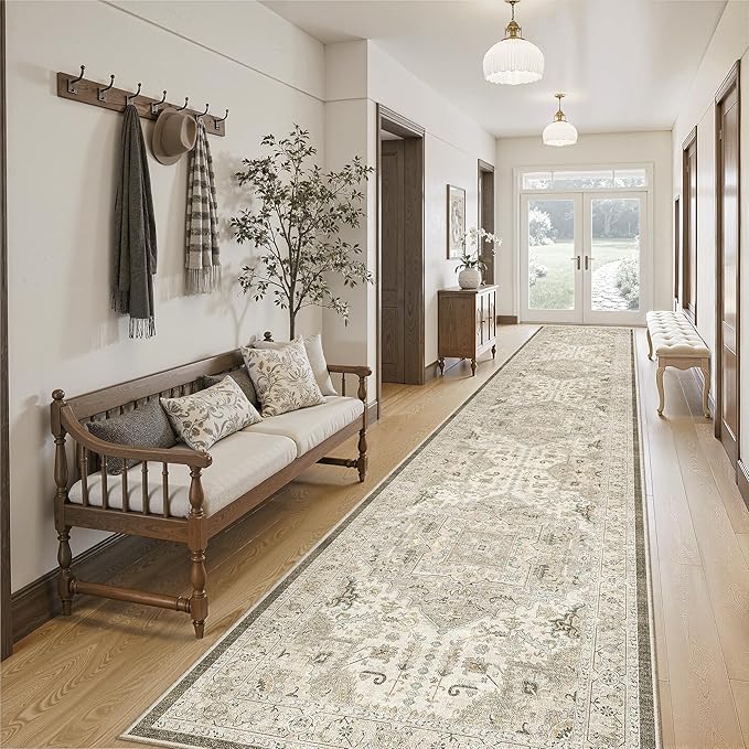 Madane Hallway Runner Rug 2'6''x14' Kitchen Runner, Non Slip Vintage Runners - Image 3