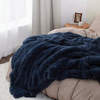Bedsure GentleSoft Fluffy Navy Blue Blankets Queen Size - Image 4