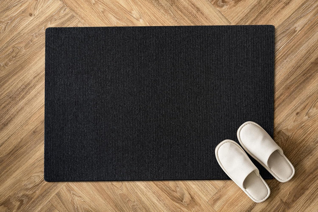 Luul Home Non Slip Dark Gray Solid Rubber Back Thin Door Mat for Entryway 2x3 for Kitchen, Rug for Bathroom, Stain Resistant Easy Cleaning Non Shedding Carpet Dark Gray 2 x 3