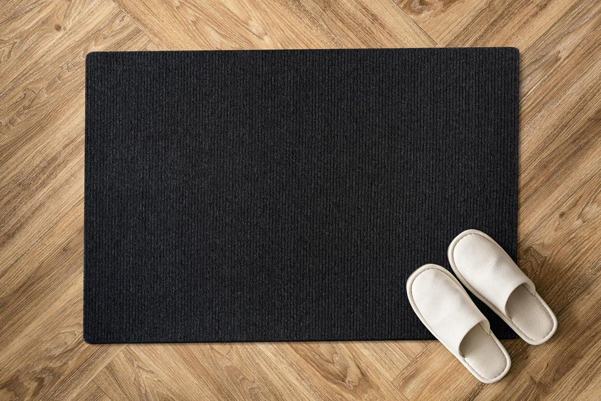 Luul Home Non Slip Dark Gray Solid Rubber Back Thin Door Mat for Entryway 2x3 for Kitchen, Rug for Bathroom, Stain Resistant Easy Cleaning Non Shedding Carpet Dark Gray 2 x 3