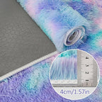Tie-Dye Purple Rainbow Rug for Living Room 5x8ft Fluffy Modern Shag Area Rug - Image 5