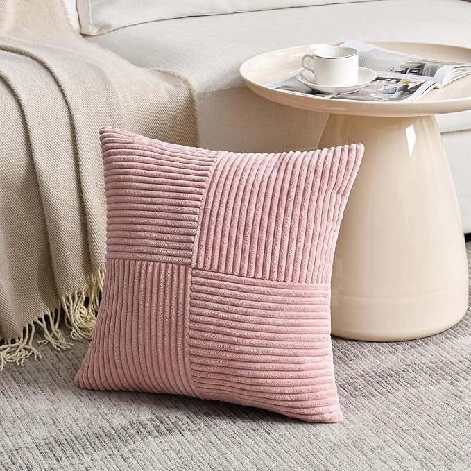 Fancy Homi 2 Packs Blush Pink Decorative Throw Pillow Covers 20x20 Inch - Image 2