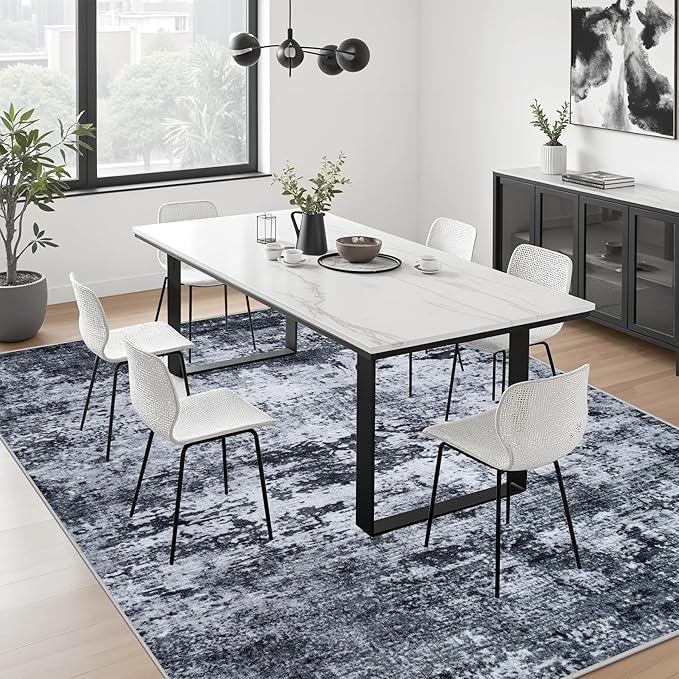 10x12 Area Rug Living Room Rug: Washable Modern Abstract Soft Thin Rug Indoor - Image 4