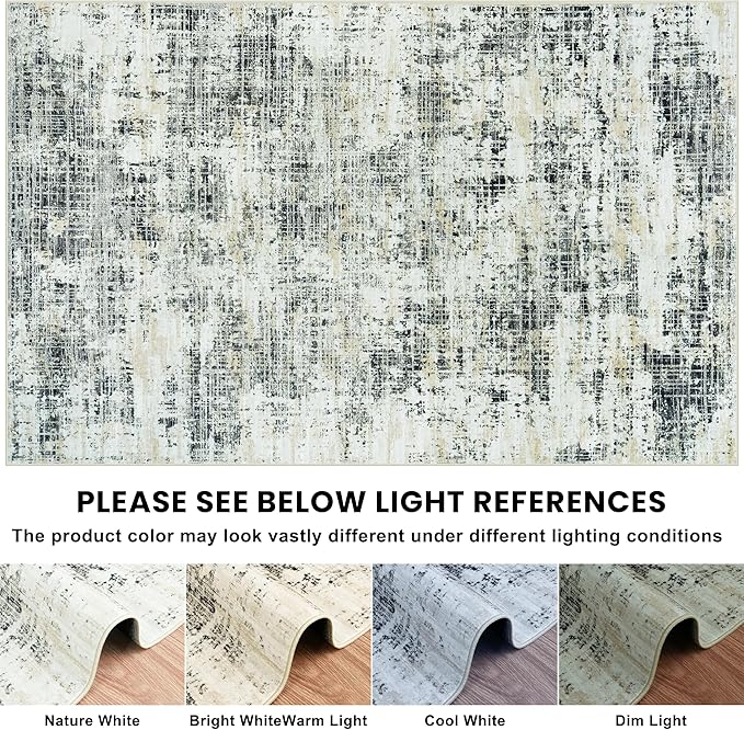 6x9 Area Rugs for Living Room Washable Rug: Anti-Skid Abstract Modern Living - Image 8