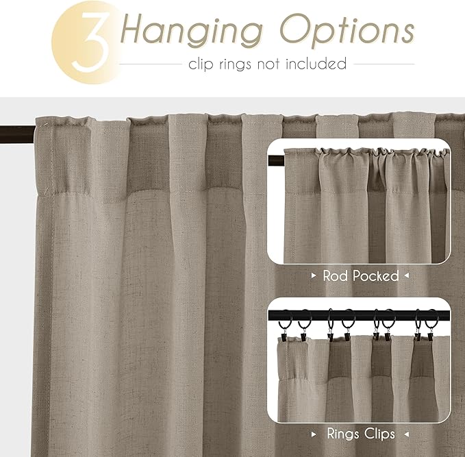 Taupe Linen Curtains 102 inches Long - Image 6