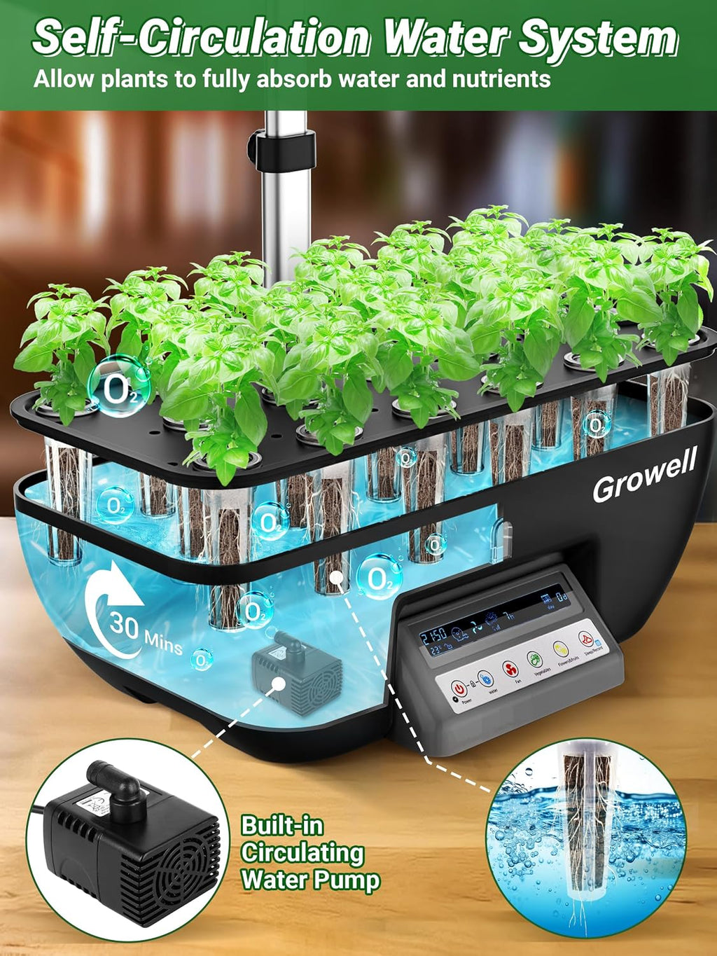 Growell Hydroponics Growing System, 17 Pods Large Indoor Garden with 2 Fans