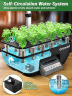 Growell Hydroponics Growing System, 17 Pods Large Indoor Garden with 2 Fans
