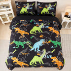RYNGHIPY Dinosaur Comforter Set Twin Size 3Pcs Dinosaur Bedding Set for Kids Boys Girls Microfiber Boys Bedroom Set 1 Comforter with 2 Pillowcases (Multi,Twin)