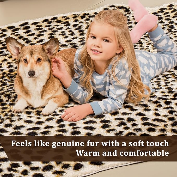 Cheetah Print Rug, Leopard Rug 5.2x7 Faux Animal Print Skin Cheetah Area Rug - Image 6