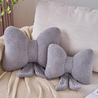 Bow Pillow, Decorative Throw Pillows with Soft Plush, Bow Throw Pillow for Couch Bed, Home Decor Bow Shaped Pillow for Bedroom Living Room (Grey, 12 Inches)