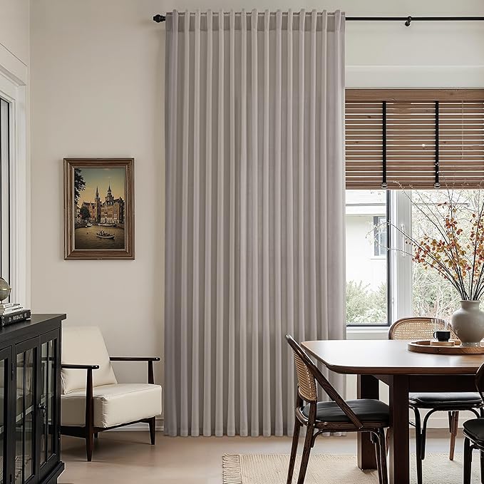 Nanspring Stone Grey Linen Curtains 102 Inches Long - Image 6