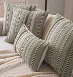 Cethom Boho Throw Pillow Covers 18x18 Inch Set of 2, Farmhouse Decorative Couch Pillow Cases, Green Accent Pillows of Bed, Sofa Bedroom Living Room Home Decor Cushion Cover
