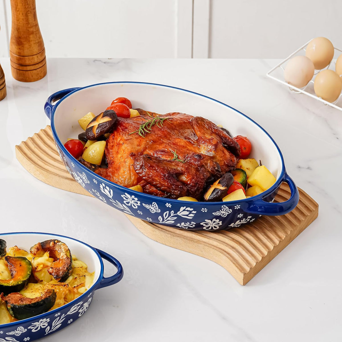 Wisenvoy Baking Dish Casserole Dish Ceramic Au Gratin Baking Dish Lasagna Pan Oval Casserole Dishes for Oven