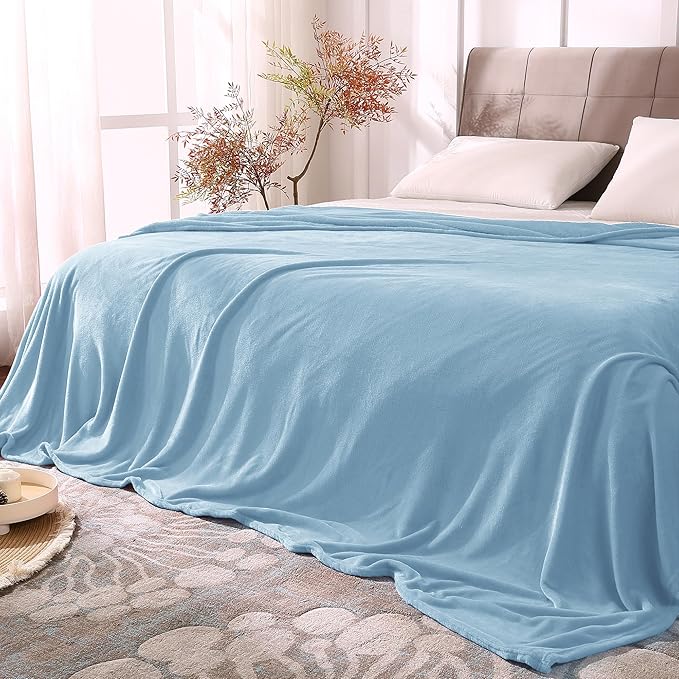 BEDELITE Fleece Blankets Queen Size Washed Blue Throw Blankets by BEDELITE