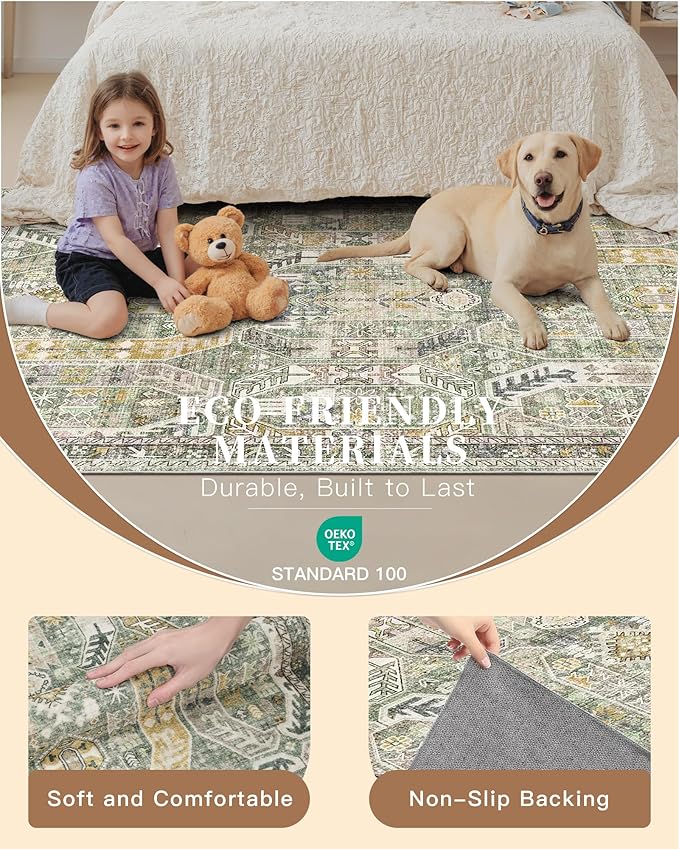 Madane Washable Area Rug 2x3, Small Entryway Rug Non-Slip Vintage Door Mat - Image 6