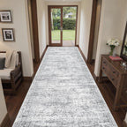 4x10 Runner Rug Non Slip,Washable Hallway Runner Rug,Grey