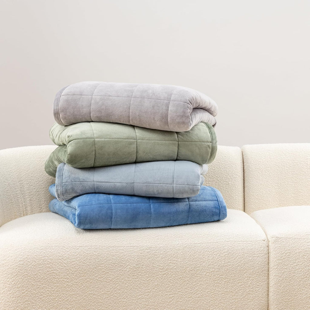 Berkshire Blanket Suedemink & Loftmink Quilted Blanket, Ultra-Soft Reversible Fleece Blanket, Lightweight & Warm, Ideal for Couch, Sofa & Bed, All-Season Comfort, Polar Blue, 90 in × 108 in