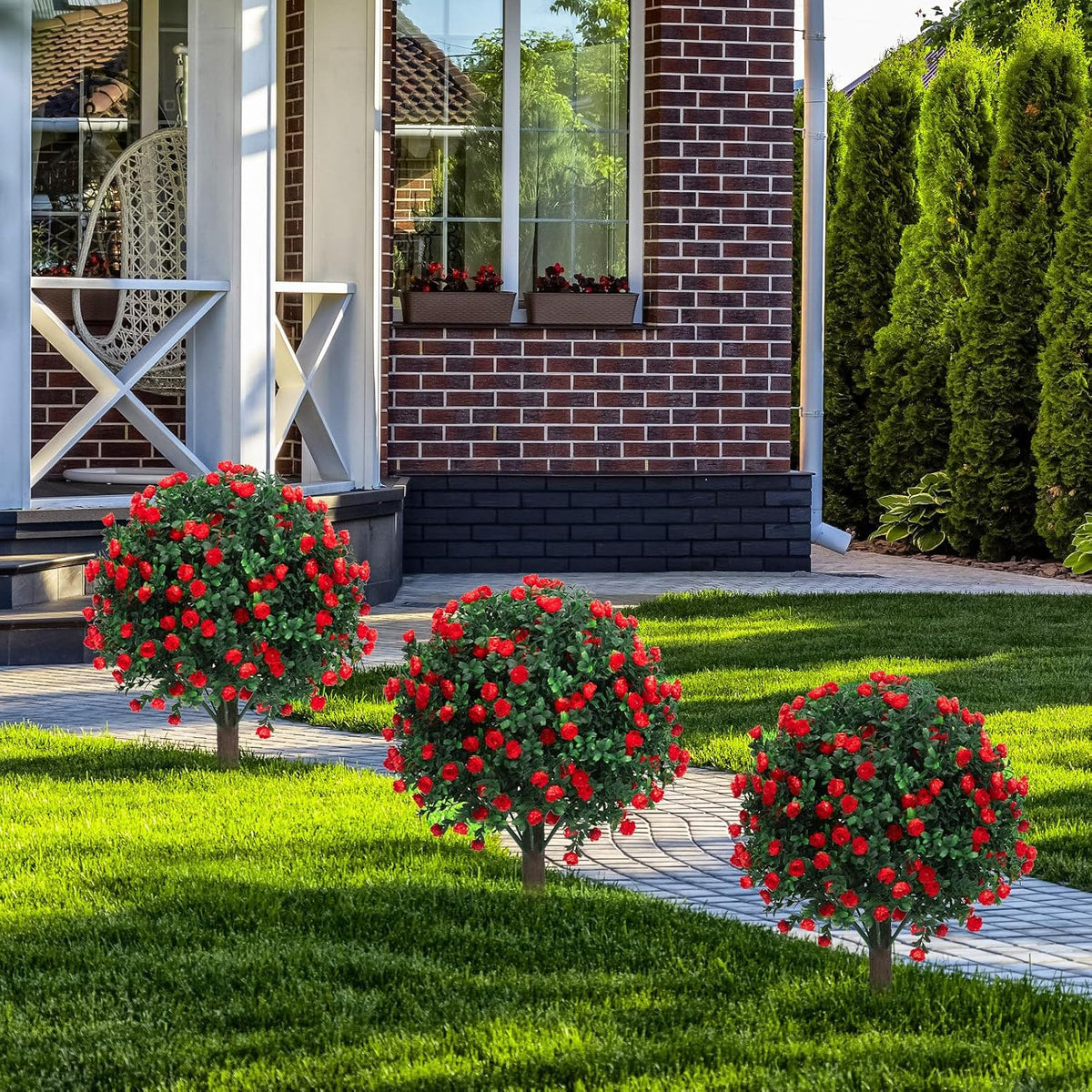 AOKIIE 24" Artificial Boxwood Topiary Bushes UV Resistant for Outdoor 2PCS
