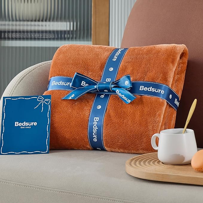 Bedsure Burnt Orange Throw Blankets Fleece Blanket Twin Blanket - Image 6
