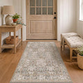 Vintage Moss Green Entryway Rug, 3x5 Washable Area Rugs by HazoHaus