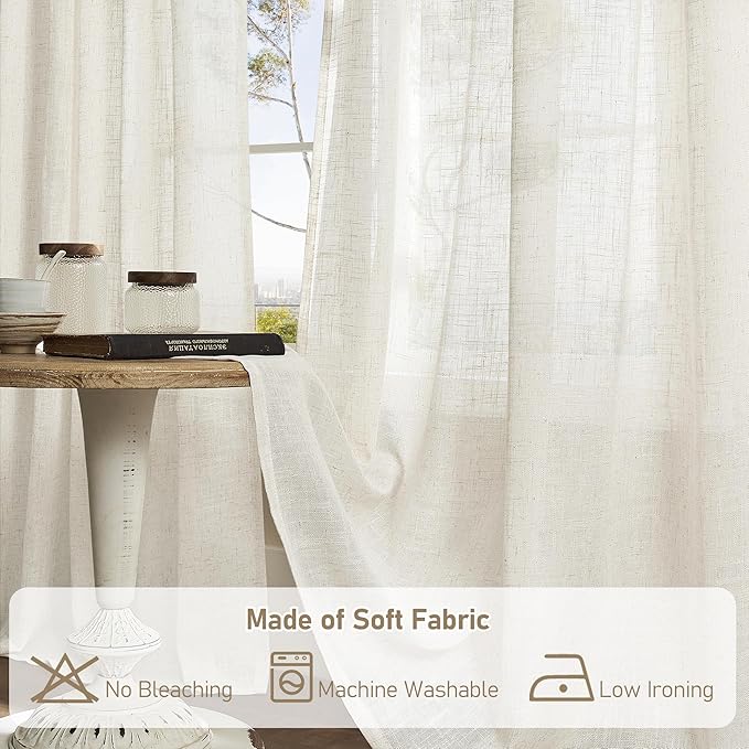 LAMIT Short Kitchen Linen Curtains 24 Inch Length - Image 8