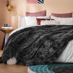 Bedsure GentleSoft Fluffy Tie Dye Black Blankets Queen Size - Image 5