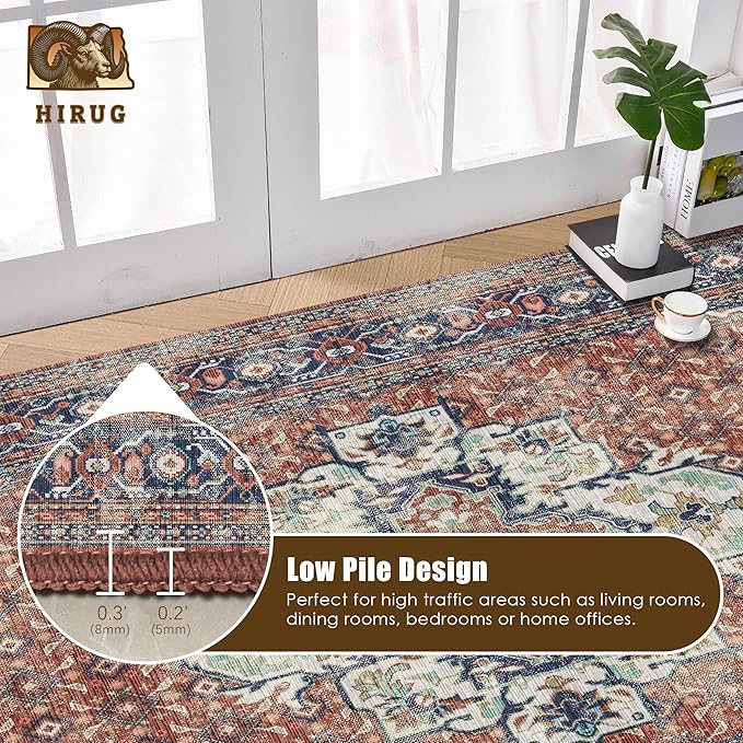 Washable Area Rug 8' x 10' Vintage Traditional Persian Mat - Image 5