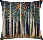 Rustic William Morris Inspired Autumn Forest Decor Pillow Covers 18x18 by Unknown